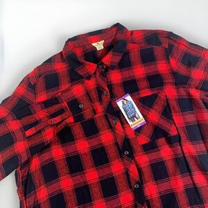 Woolrich Shirt Women's‎ Size XXL Plaid Red Black Flannel Long Sleeve Button Down